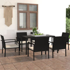 -Delige Tuinset Poly Rattan 7 Zwart