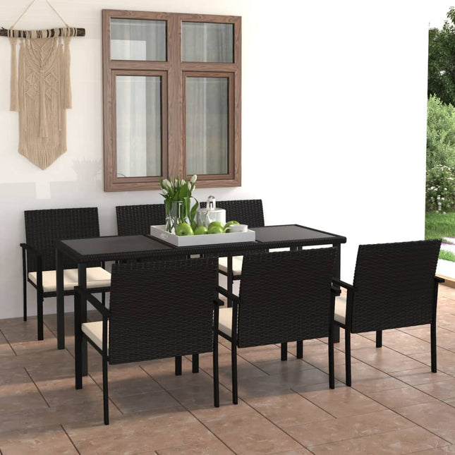 -Delige Tuinset Poly Rattan 7 Zwart