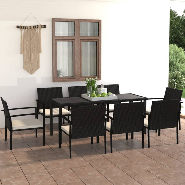 -Delige Tuinset Poly Rattan 9 Zwart