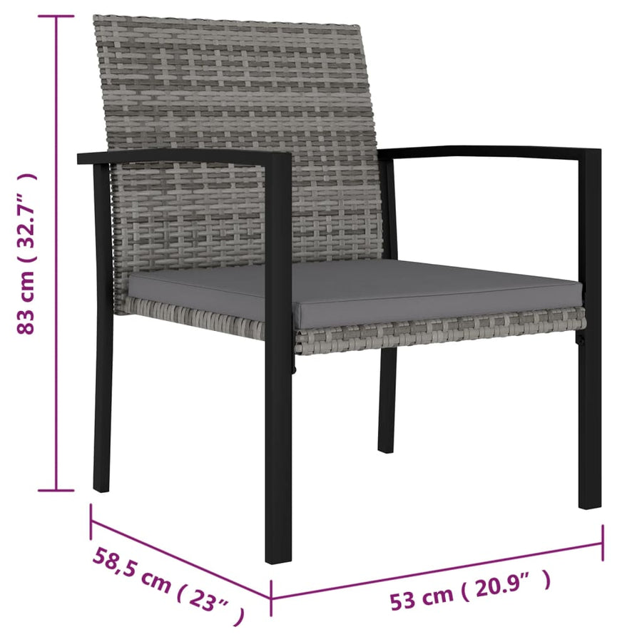 -Delige Tuinset Poly Rattan 3 Grijs