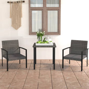 Tuinset 3-delig poly rattan grijs