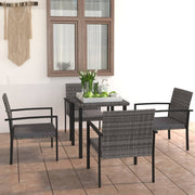 Tuinset 5-delig poly rattan grijs