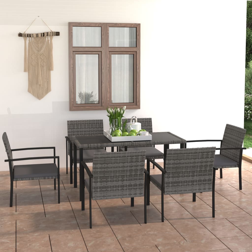 -Delige Tuinset Poly Rattan 7 Grijs