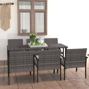 Tuinset poly rattan 7-delig grijs
