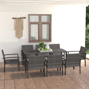 Tuinset 9-delig poly rattan grijs