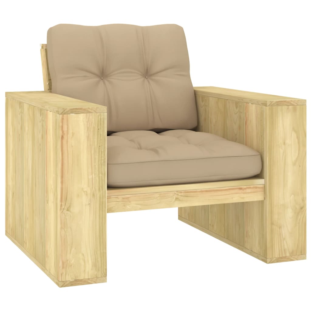 Tuinstoel Met Kussens Geïmpregneerd Grenenhout Beige