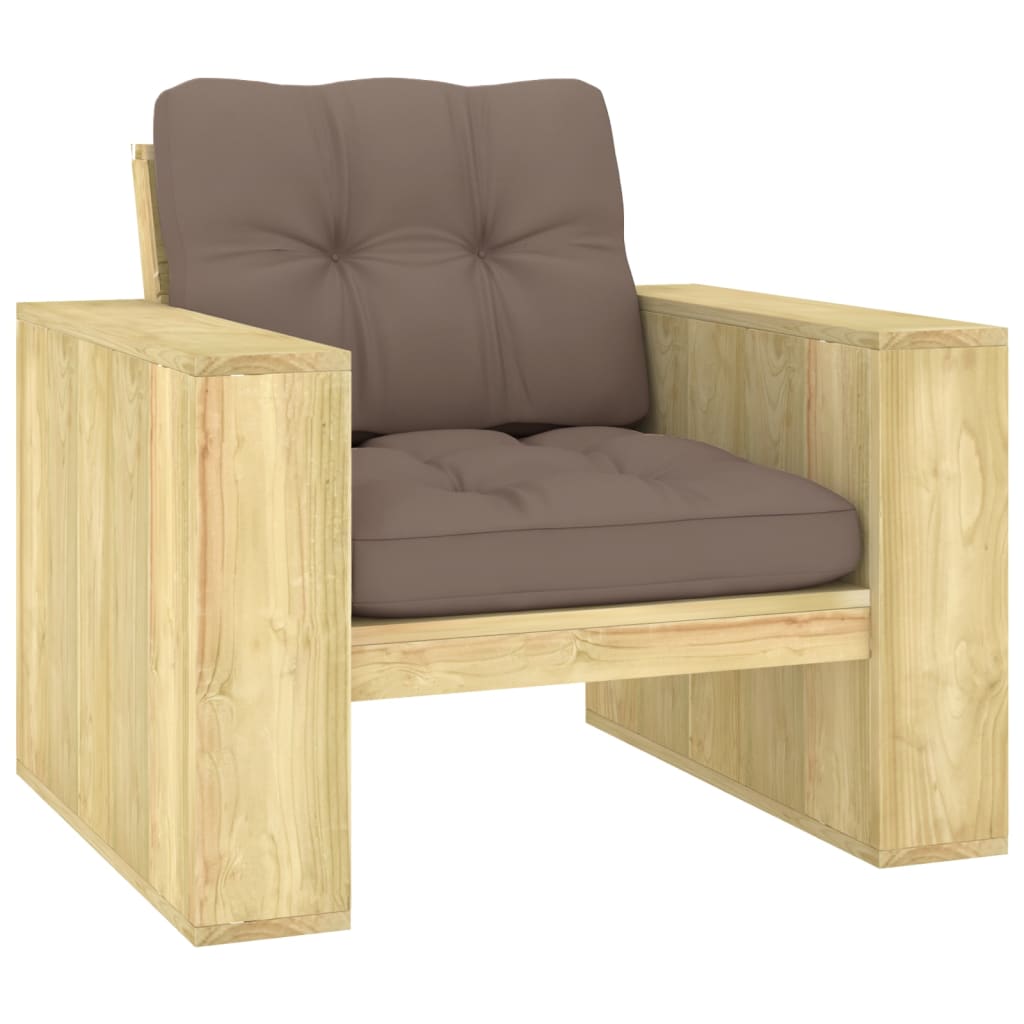 Tuinstoel Met Kussens Geïmpregneerd Grenenhout Taupe