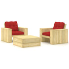 Loungeset met kussens geïmpregneerd grenenhout Rood