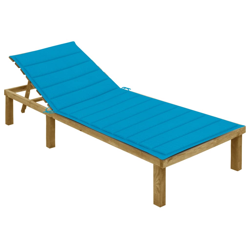 Ligbed Met Kussen Geïmpregneerd Grenenhout Blauw