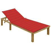 Ligbed grenenhout rood met kussen 200x70 cm