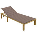 Sun lounger with taupe cushion, impregnated pine wood