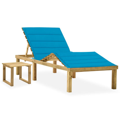 Ligbed Met Tafeltje En Kussen Geïmpregneerd Grenenhout Blauw