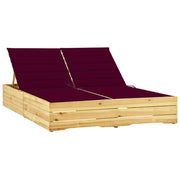 Ligbed tweepersoons 198x135 cm grenenhout wijnrood kussen