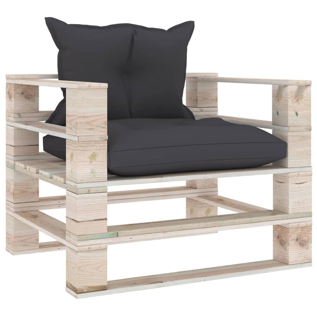 Tuinbank Met Kleurige Kussens Pallet Grenenhout Antraciet Fauteuil