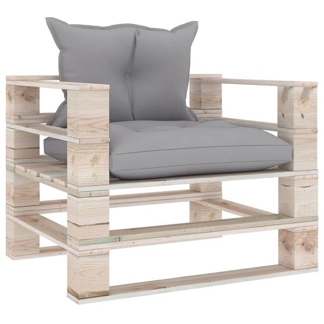 Tuinbank Met Grijze Kussens Pallet Grenenhout Grijs Fauteuil