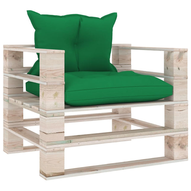 Tuinbank Met E Kussens Pallet Grenenhout Groen Fauteuil