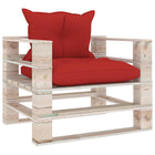 Tuinbank Met Rode Kussens Pallet Grenenhout Rood Fauteuil