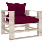 Tuinbank Met Wijnrode Kussens Pallet Grenenhout Wijnrood Fauteuil