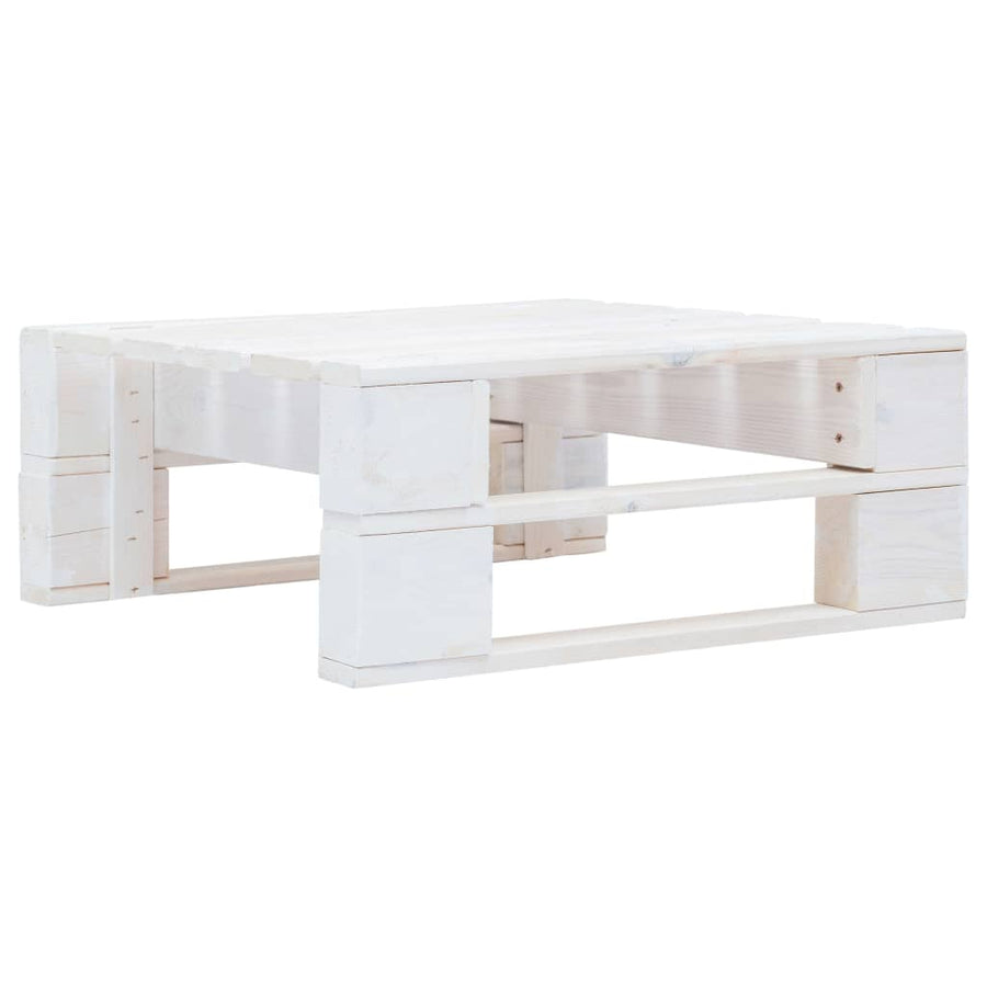 Tuinhocker Pallet Geïmpregneerd Grenenhout Wit 1 Bladpatroon Voetensteun