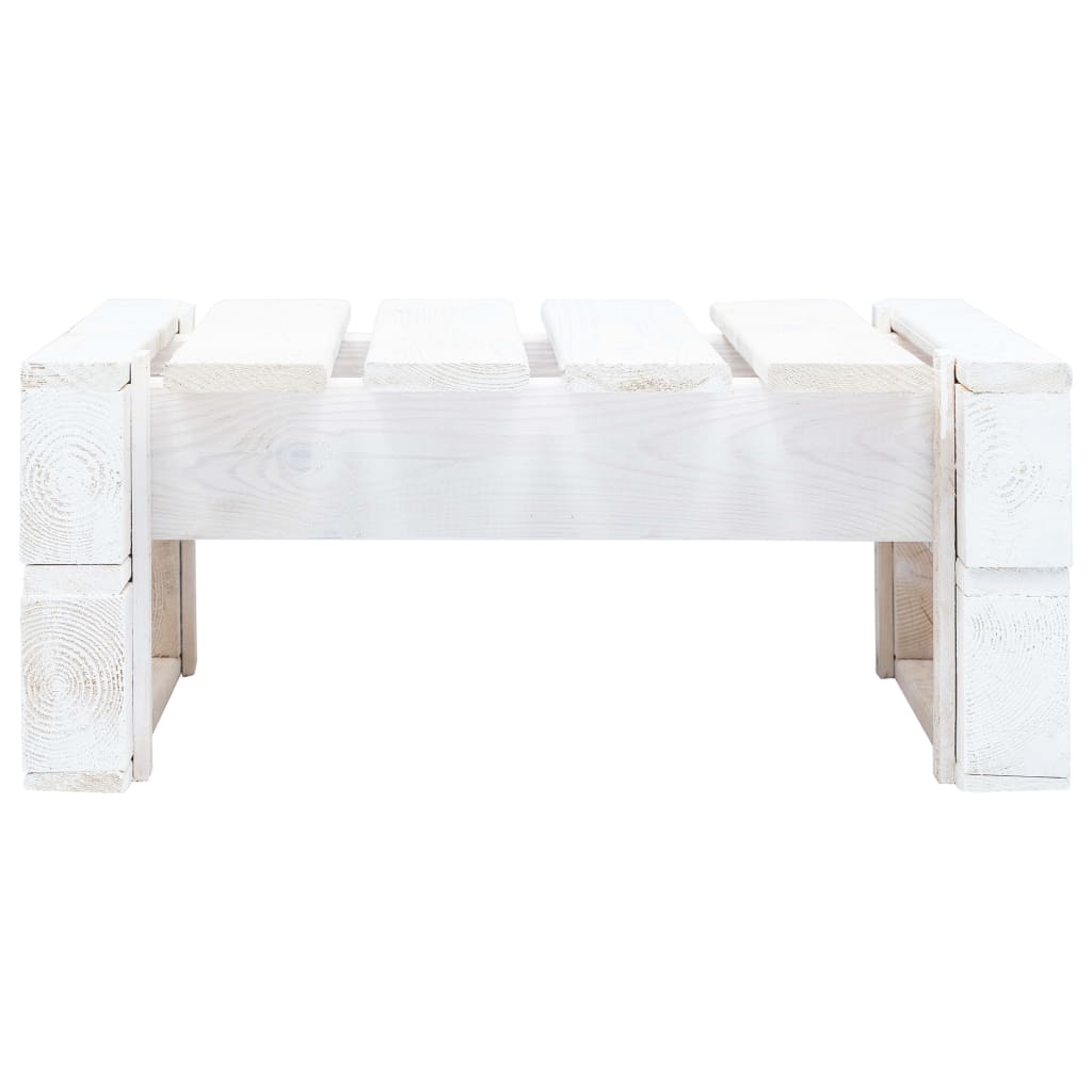 Tuinhocker Pallet Geïmpregneerd Grenenhout Wit 1 Bladpatroon Voetensteun