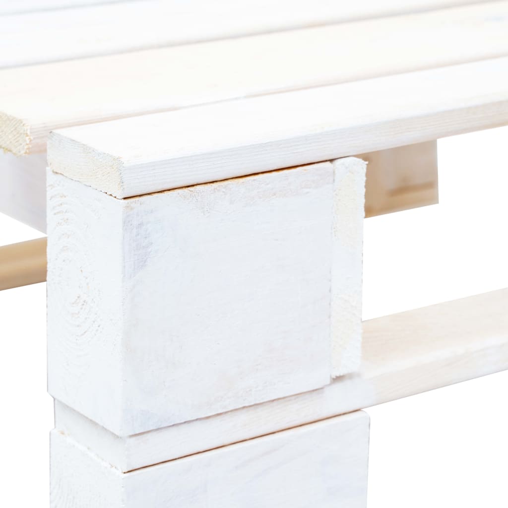 Tuinhocker Pallet Geïmpregneerd Grenenhout Wit 1 Bladpatroon Voetensteun