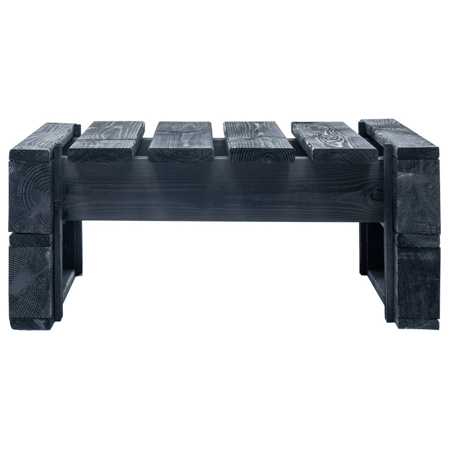 Tuinhocker Pallet Zwart Geïmpregneerd Grenenhout 1 Bladpatroon Voetensteun