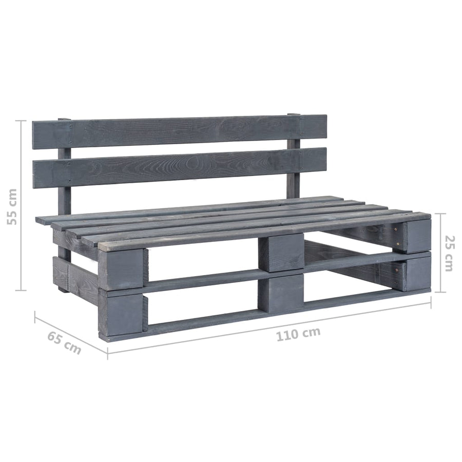 Tuinmiddenbank pallet geïmpregneerd grenenhout grijs