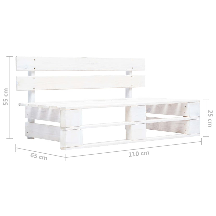 Tuinmiddenbank pallet geïmpregneerd grenenhout wit