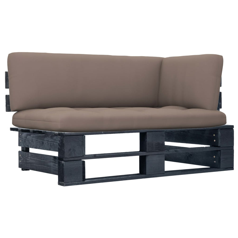 Tuinhoekbank Pallet Geïmpregneerd Grenenhout Taupe 1 Zwart