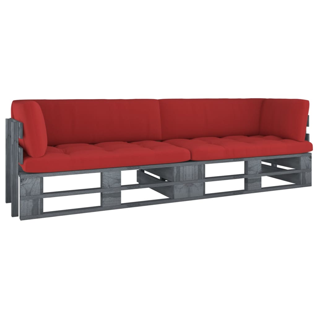 Pallet Met Kussens Geïmpregneerd Grenenhout Rood 1