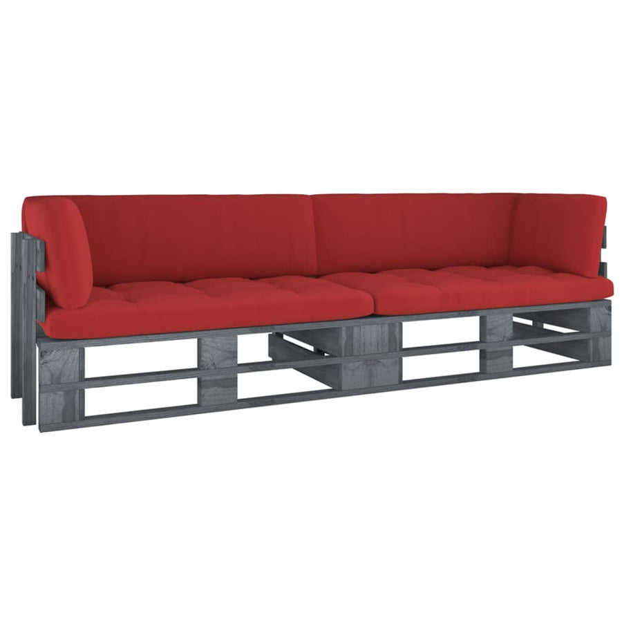 Pallet Met Kussens Geïmpregneerd Grenenhout Rood 1