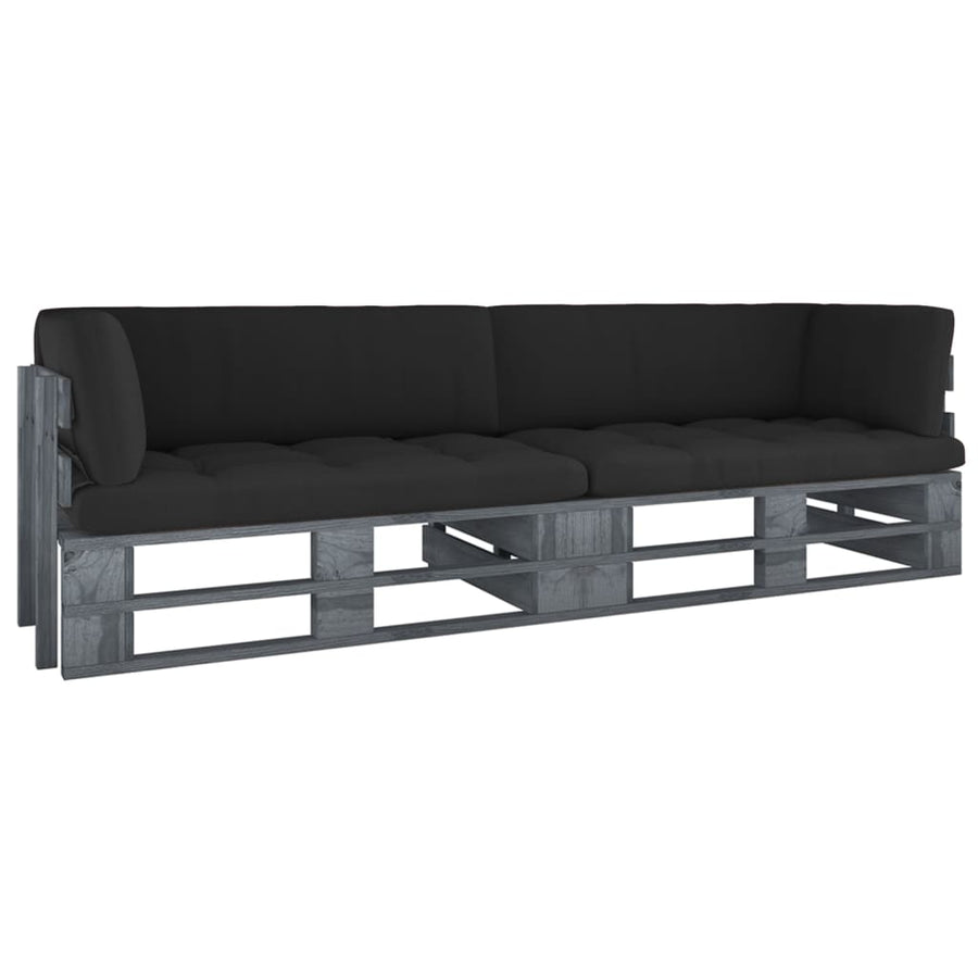 Pallet Met Kussens Geïmpregneerd Grenenhout Zwart 1