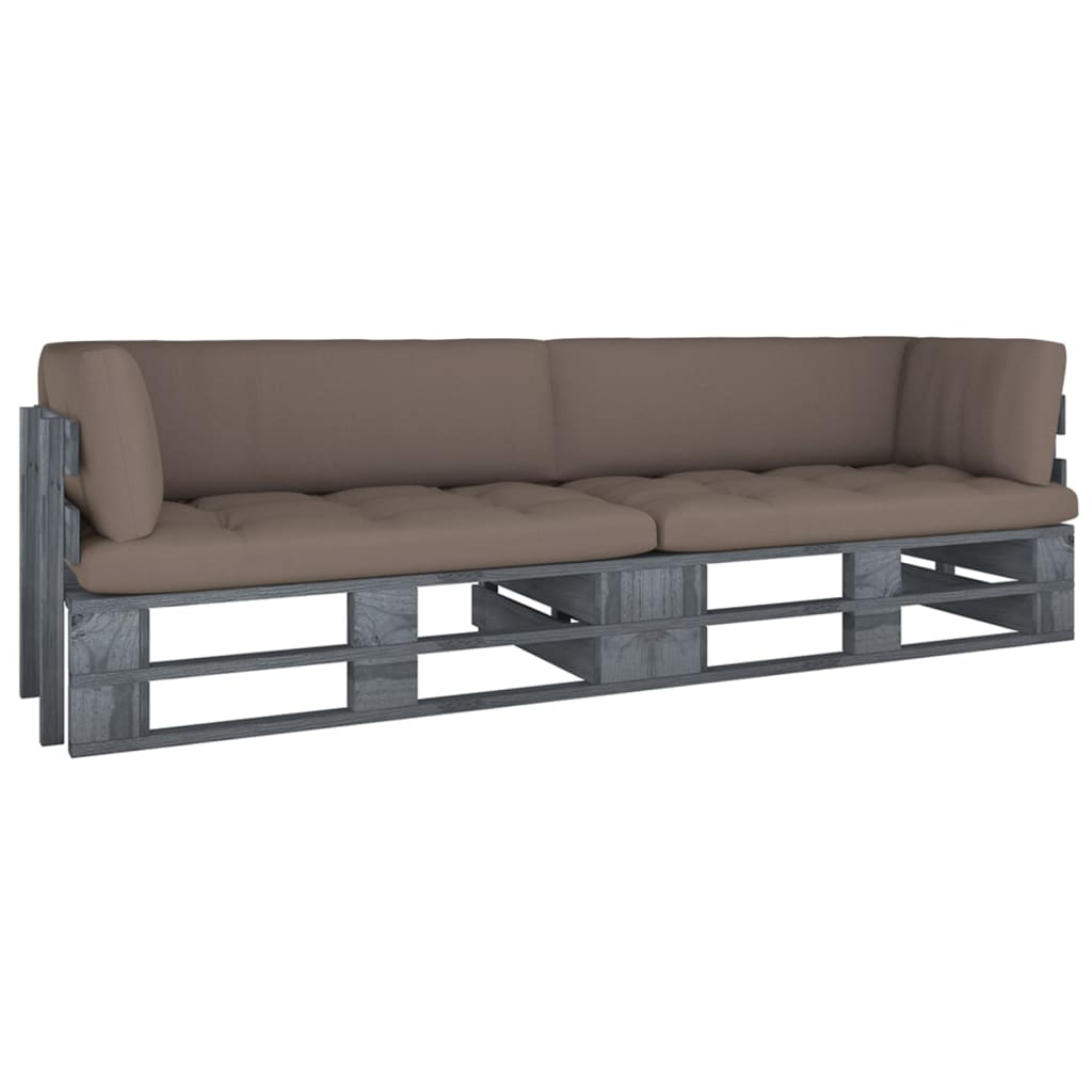 Pallet Met Kussens Geïmpregneerd Grenenhout Taupe 1