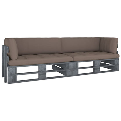 Pallet Met Kussens Geïmpregneerd Grenenhout Taupe 1