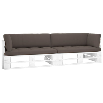 Pallet Met Kussens Geïmpregneerd Grenenhout Taupe Wit