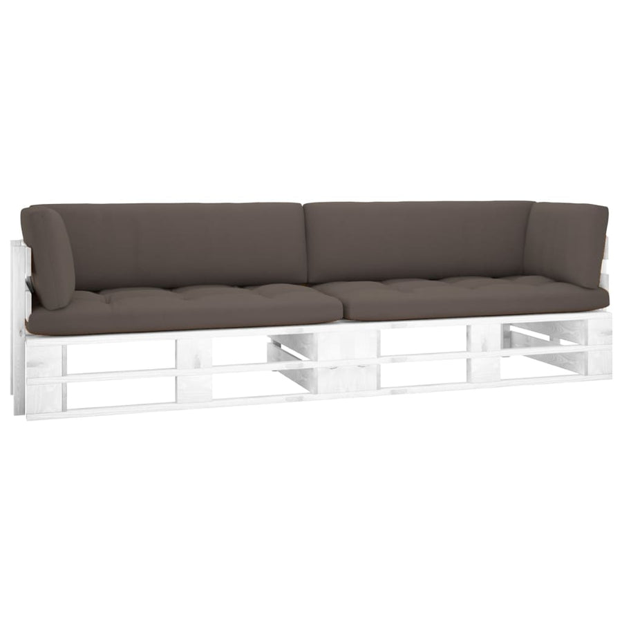 Pallet Met Kussens Geïmpregneerd Grenenhout Taupe Wit