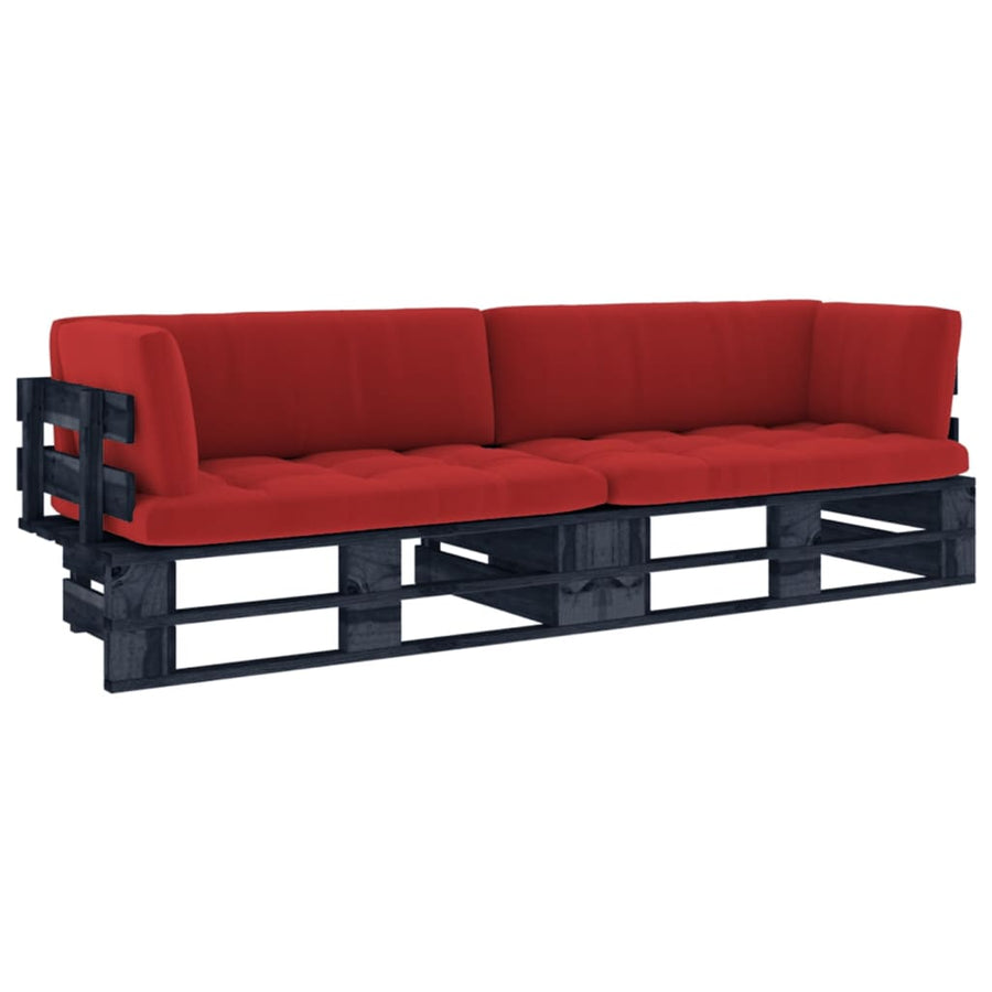 Pallet Met Kussens Geïmpregneerd Grenenhout Rood 1