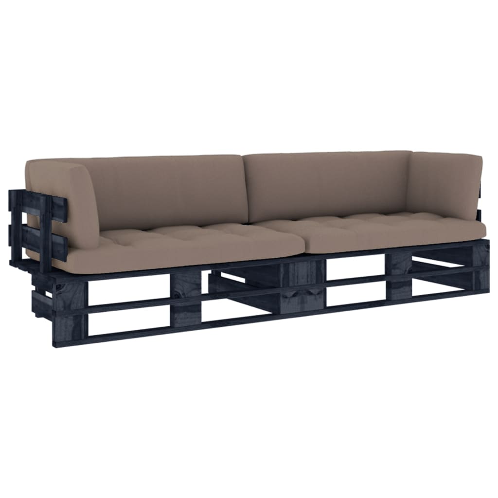 Pallet Met Kussens Geïmpregneerd Grenenhout Taupe 1