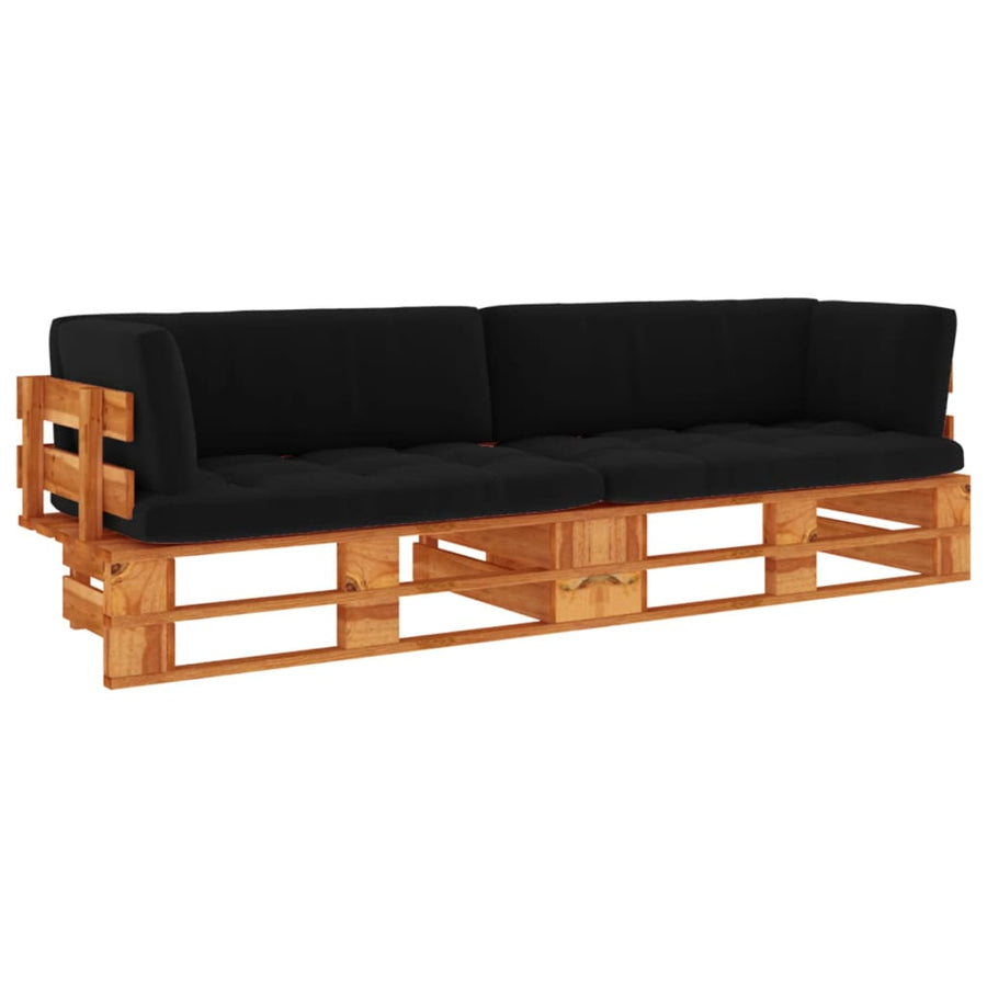 Pallet Met Kussens Geïmpregneerd Hout Zwart 1