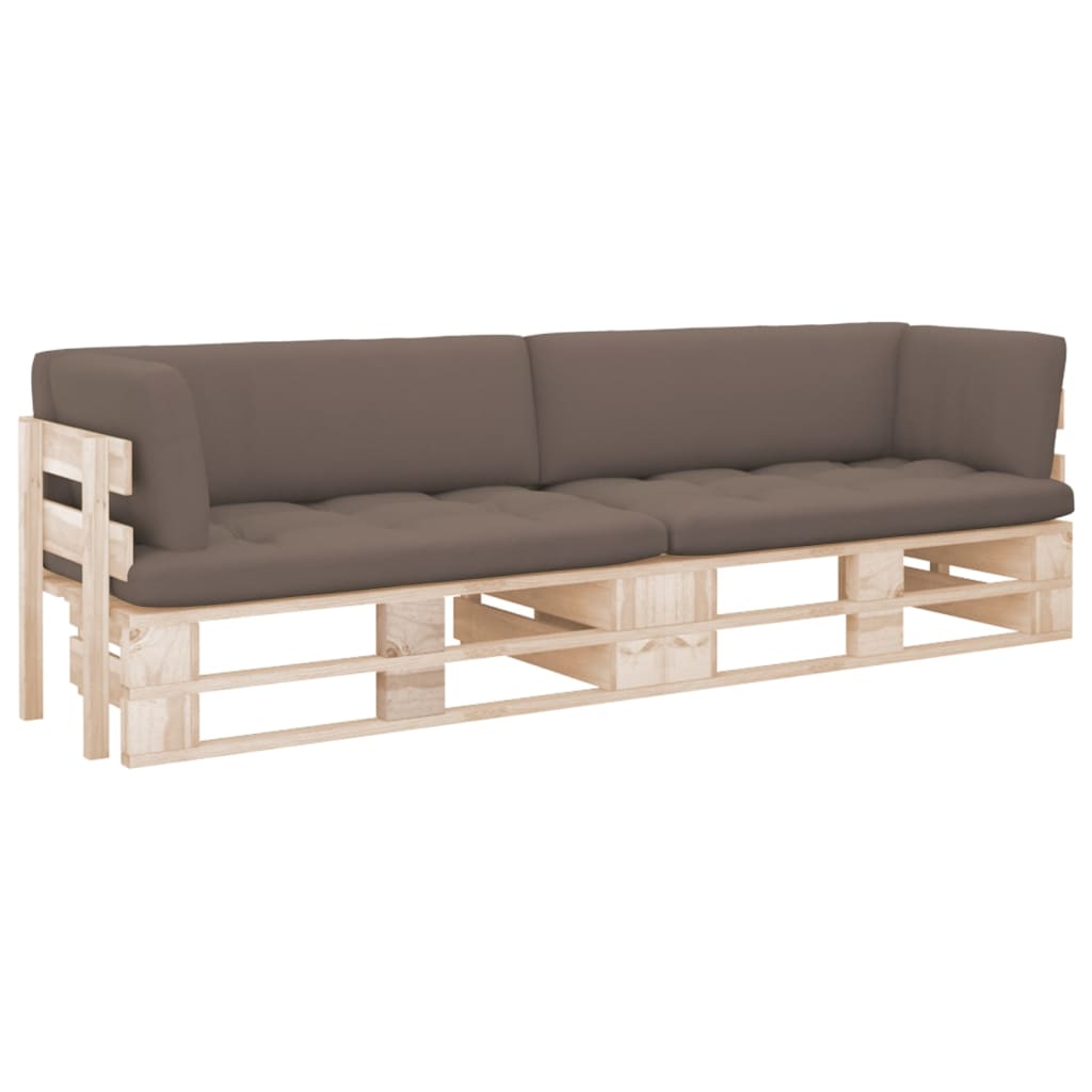 Tweezitsbank pallet met kussens geïmpregneerd grenenhout Bruin Tweezitsbank