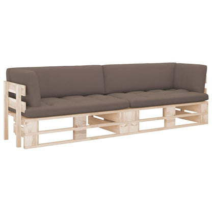 Tweezitsbank pallet met kussens geïmpregneerd grenenhout Bruin Tweezitsbank