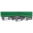 4-Delige Loungeset Pallet Met Kussens Geïmpregneerd Hout Groen 1 Grijs hoek + 2x midden + Tafel