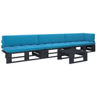 4-Delige Loungeset Pallet Met Kussens Geïmpregneerd Hout Blauw 1 Zwart hoek + 2x midden + Tafel