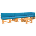 4-Delige Loungeset Pallet Geïmpregneerd Grenenhout Blauw 1 Honingbruin hoek + 2x midden + Tafel