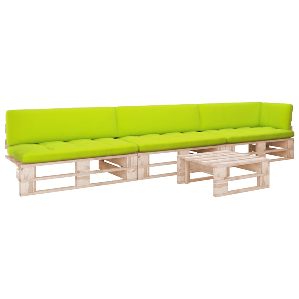 4-Delige Loungeset Pallet Met Kussens Geïmpregneerd Grenenhout Heldergroen 1