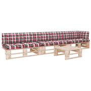 Loungeset 4-delig geïmpregneerd grenenhout rood ruitpatroon