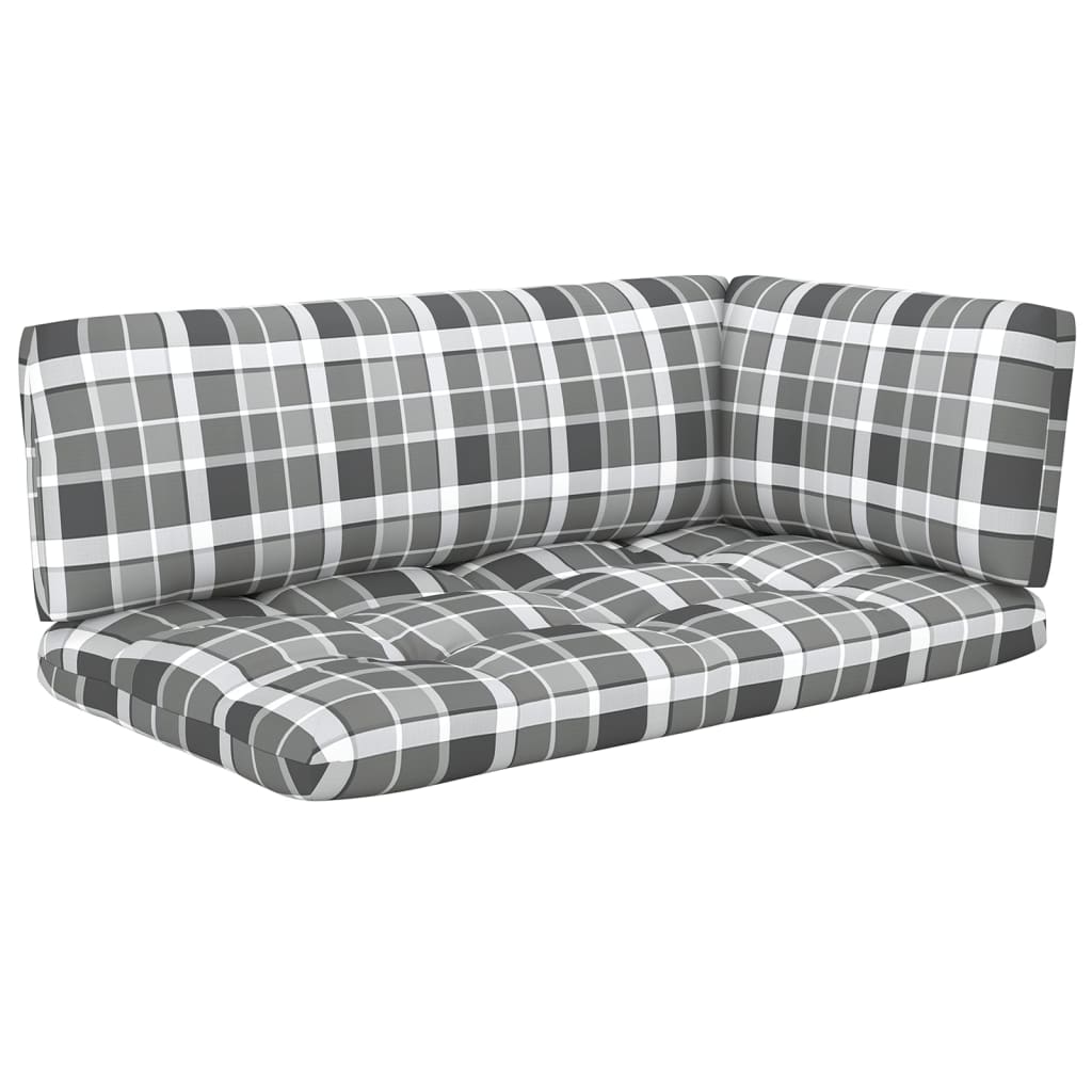 4-Delige Loungeset Pallet Met Kussens Geïmpregneerd Grenenhout Grijs Ruitpatroon 1
