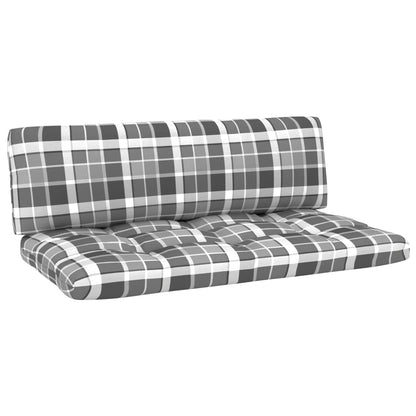 4-Delige Loungeset Pallet Met Kussens Geïmpregneerd Grenenhout Grijs Ruitpatroon 1
