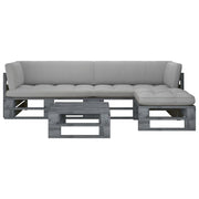 Loungeset 4-delig geïmpregneerd hout grijs