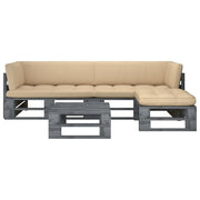 Loungeset pallet 4-delig geïmpregneerd hout grijs